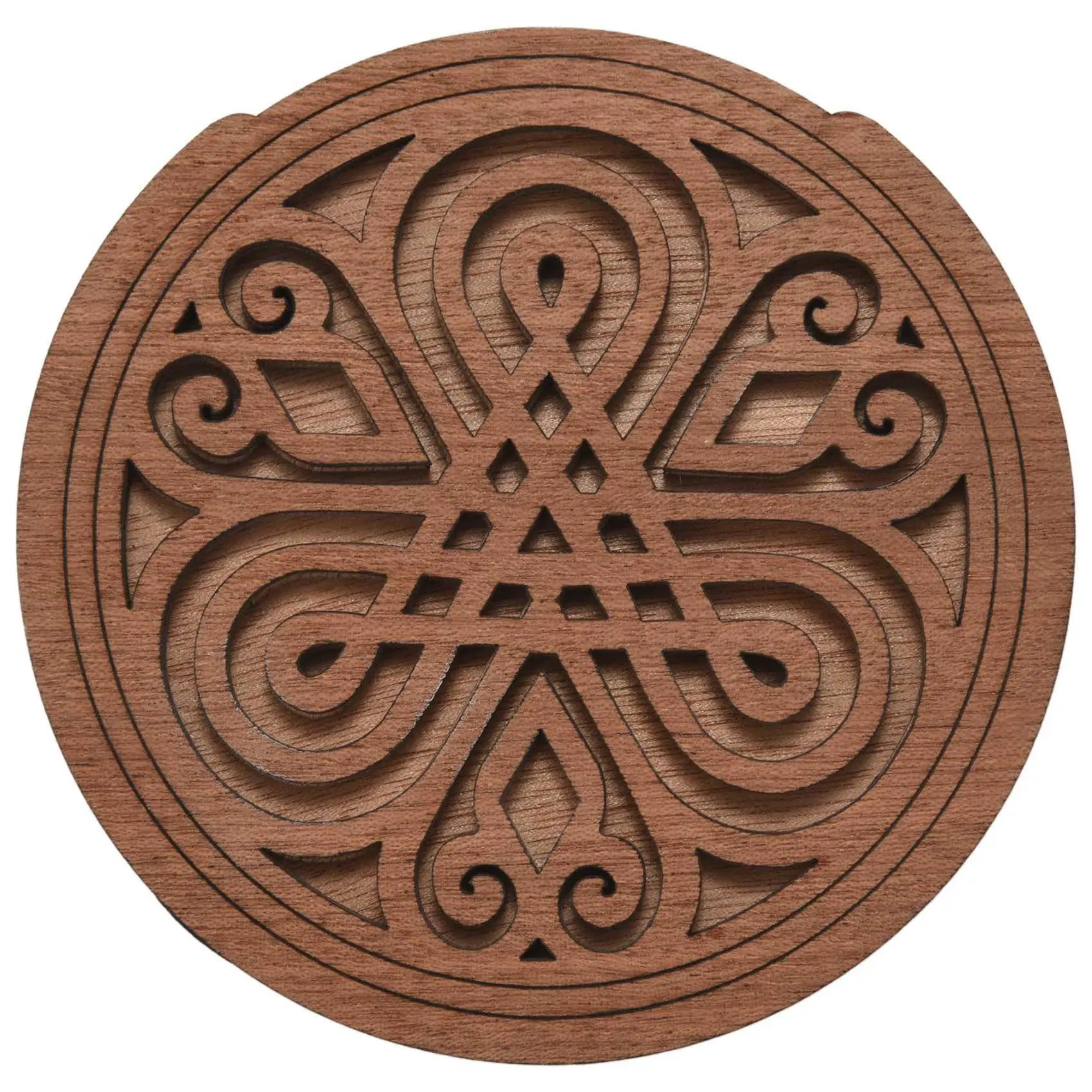Mahogany Wood Acoustic Guitar Soundhole Cover Block - EQ Compatible Feedback Buffer, 7# Size for Folk Guitars