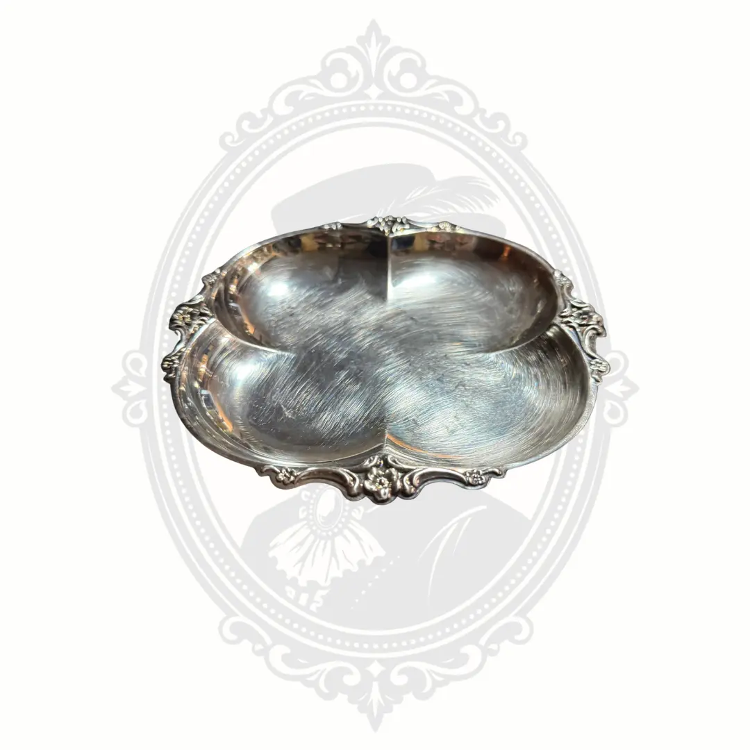 Vintage Wm. Rogers Silverplate Ornate Divided Serving Dish - Holiday Kitchen Tableware Decor