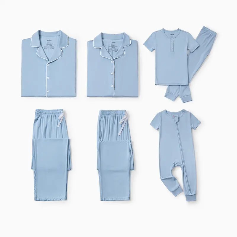 PatPat Women's Bamboo V-Neck Short-Sleeve Pajama Sets, Family Matching Clothes for Parents, Kids and Pets