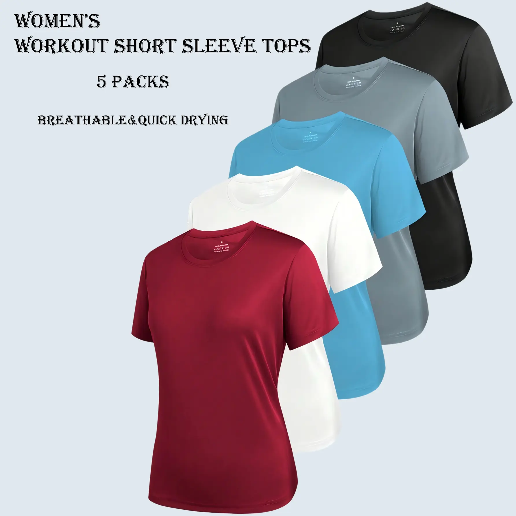 5 Pack Women's Athletic T Shirts Dry Fit Workout Tee Tops Fitness Pilates Gym Activewear Athletic Energetic Multi-Color Casual Shirt For Gym Yoga Running backtoschool