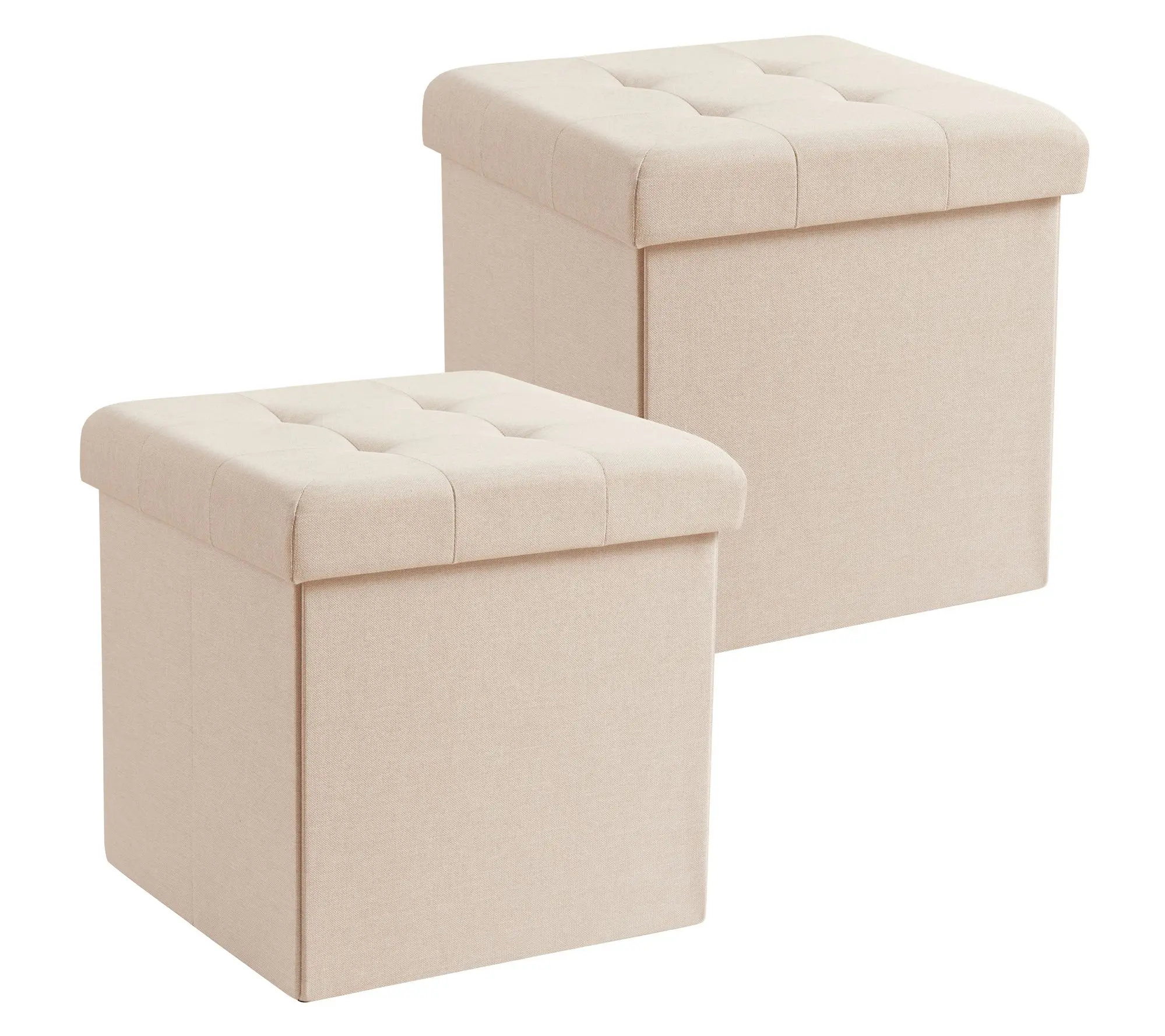 Ornavo Home 2-Pack Linen Square Storage Ottoman