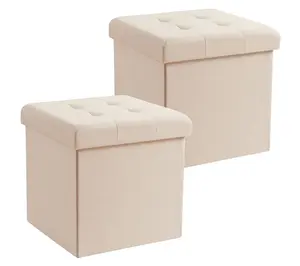 Ornavo Home 2-Pack Linen Square Storage Ottoman