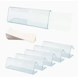 30/50sets Removable Label Holders, 30/50pcs transparent Removable Clips+30/50pcs white tags,Clear Plastic with Blank Tags, Multi-purpose for Pantry, Cabinet & Office