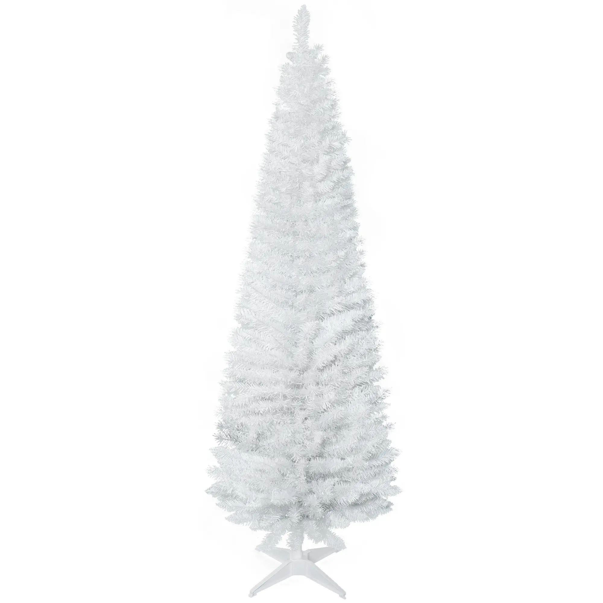 6 foot white slim pencil unlit artificial christmas tree 390 realistic branch tips sturdy plastic stand 2175 inch diameter indoor home decor