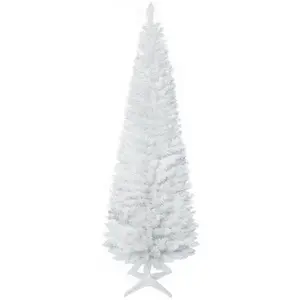 6 foot white slim pencil unlit artificial christmas tree 390 realistic branch tips sturdy plastic stand 2175 inch diameter indoor home decor