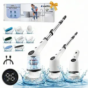 【Valentine's Day gift】Electric Spin Scrubber Cordless Shower Scrubber with lPX7Waterproof  Brush Multi-Surface UseLong Battery Life 3 Adjustable Speed Extendable Handle 9Replaceable Brush Heads Multi-Purpose Cleaning Kit forBathroom Kitchen Utensils