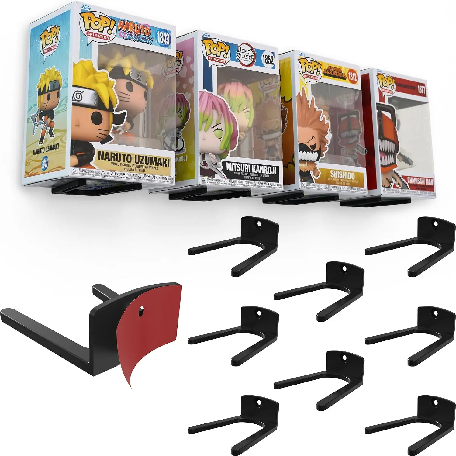 Adhesive Display Shelf for Funko Pop Boxes (8-Pack) – Clean Mount for Funko Pop Display – Easy Adhesive Install – Box-Safe, No-Drill Setup – Black