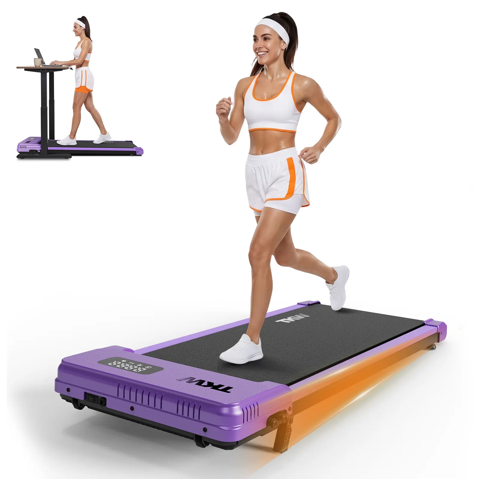 Compact Under-Desk Exercise Treadmill Walking Pad, 5% Incline, Remote Control, Lightweight Space-Saving Design for Home & Office Fitness Workouts