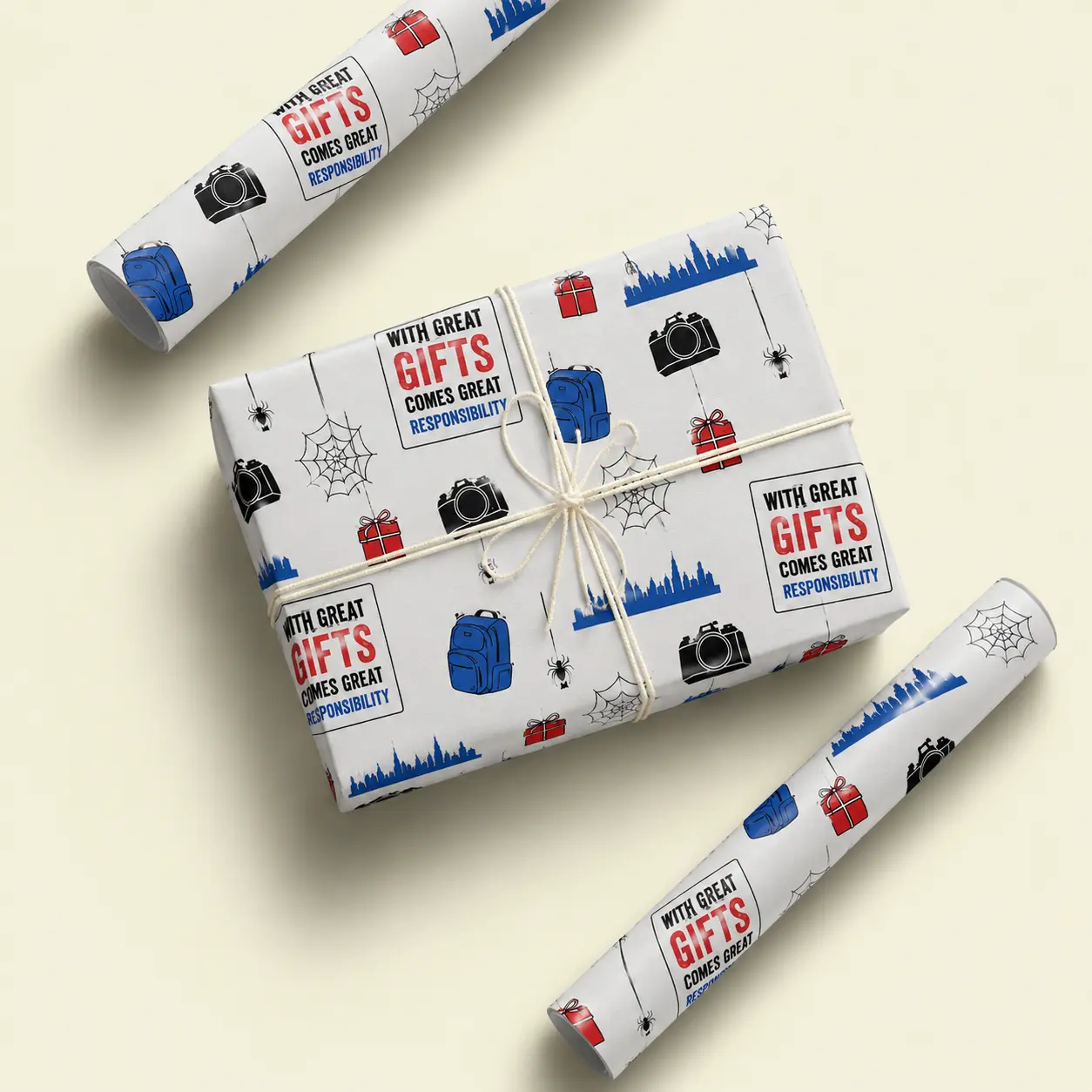 Young city hero Gift Wrap, Urban Spider Web Hero Decorative Wrapping Paper, Celebration Packaging for young heroes and teens