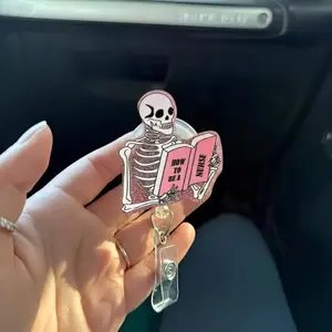 Learn To Be a Nurse Skeleton Retractable Badge Reel, Funny Badge Reel, Nurse Badge Reel, Interchangeable ID Badge Holder