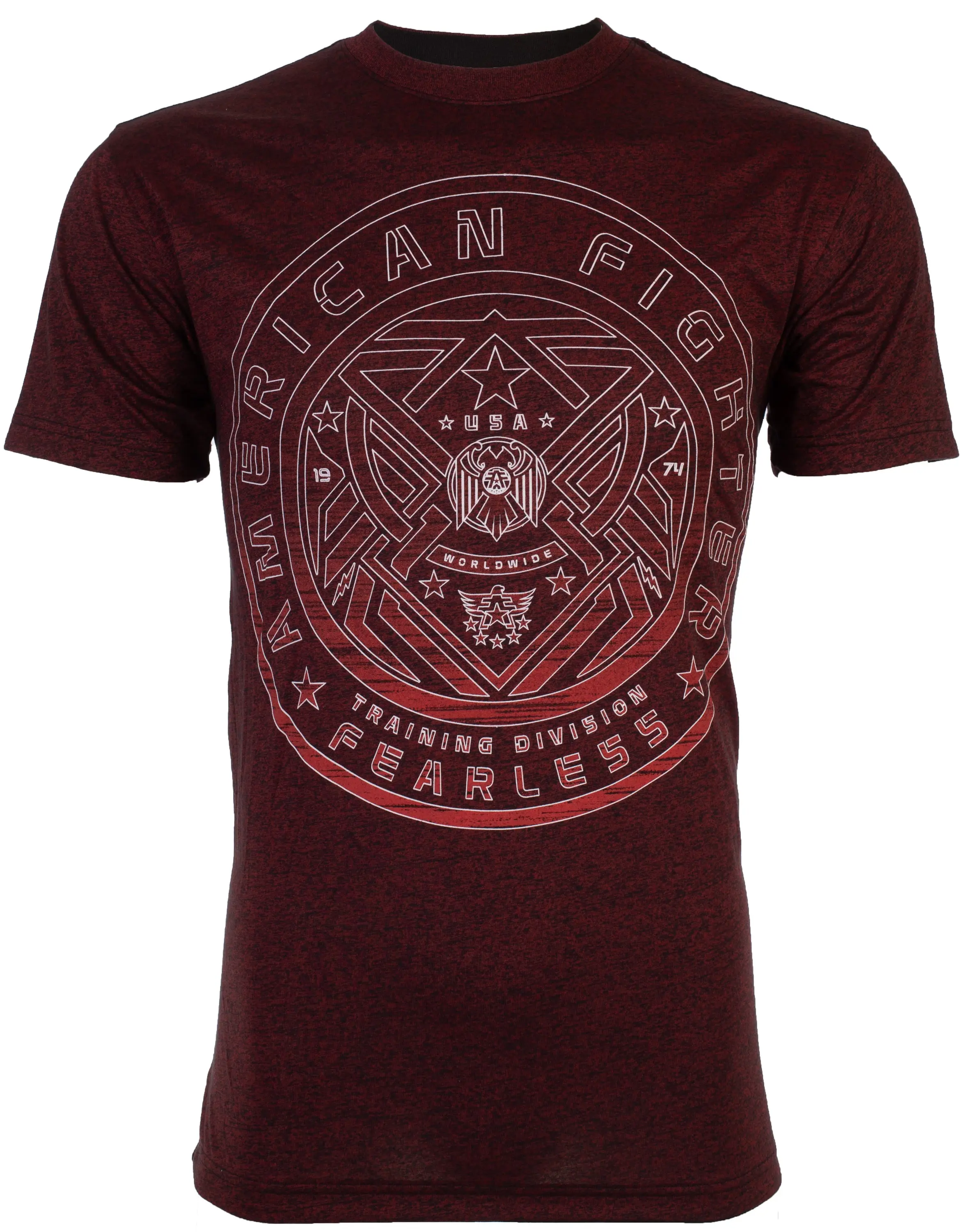 American Fighter Men's Morrow Shortsleeve Tshirt - Casual Athletic Polyester Blend Crew Neck Top with Front and Back Print, Cotton, Graphic, Cold Wash, Graphic Print, Printed Front Back