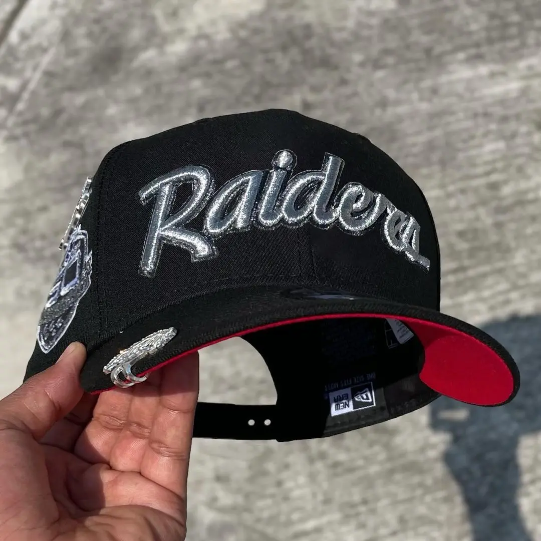 New Era Las Vegas Raiders 50th Anniversary Chrome Two Tone Edition 9Forty A Frame Snapback Hat, Las Vegas Raiders Snapback Hat