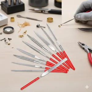 10pc Mini Diamond Needle File Set, Anti-Slip Handle Precision Grinding Tools for DIY Jewelry Making, Metal Glass Ceramic Wood Carving, Model Wax Sculpting, Nail Art & Craft Polishing & Shaping Kit
