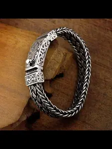 New Vintage Thai Handmade Wide Thick Bracelet, Trendy Men's Bold Hip Hop Cuban Chain, Fashionable Mens Jewelry Accessory