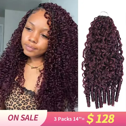 QVR Machine-Made Human Hair Weft Extensions - Female Burmese Curly Feather Style Dark Burgundy #99J Weave for Crochet Hairstyles, Texturizing Colored Hair Enhancements, Bundles