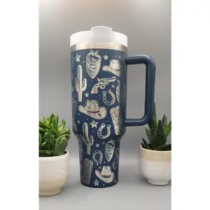 Country and Western, Cowboy 40oz Double Wall Insulated Tumbler with Handles Gift