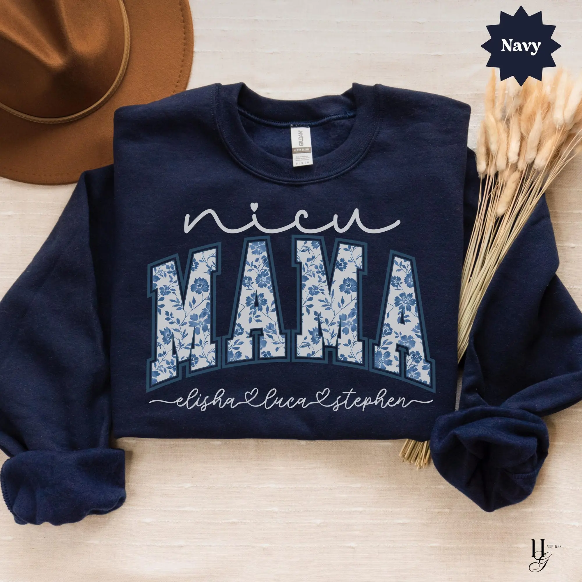Personalized NICU Mama Sweatshirt NICU Mom Gifts Blue Toile Neonatal Mom Shirt
