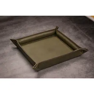 Luxury Leather Valet Tray - Grey Minerva