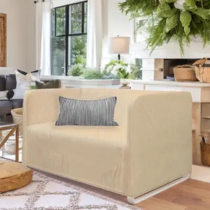 Farmhouse Beige Linen Slip Cover, Compatible with IKEA KNOPPARP