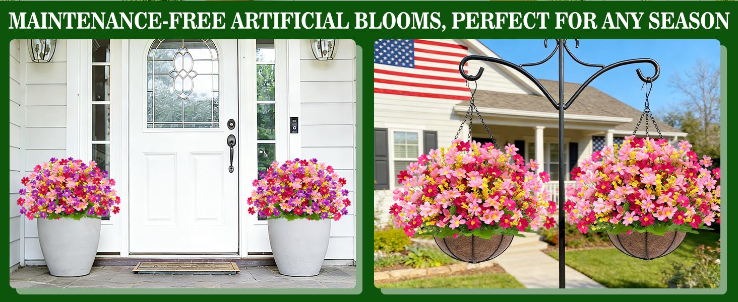 1/2pcs Artificial Hanging Flowers Basket for Outdoor Spring Summer Decor, Faux Silk Pink Purple Daisy Flowers in Hanging Planter,UV Resistant Fake Flower Look Real for Home Patio Balcony Yard Decor 1/2pcs Artificial Hanging Flowers Basket for Outdoor Spring Summer Decor, Faux Silk Pink Purple Daisy Flowers in Hanging Planter,UV Resistant Fake Flower Look Real for Home Patio Balcony Yard Decor
