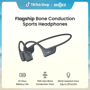SHOKZ OpenRun Pro 2 - Open-Ear, Bone Conduction Sport Headphones - Sweat Resistant, Workout Headphones with Deep Bass and Smart Mic