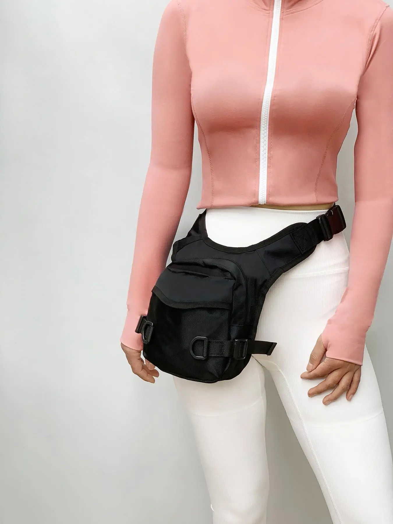 Versatile, casual women's leg bag with lightweight texture, suitable for commuting, outdoor sports, and gym use, Zipper Fanny Pack, Workout Fanny Pack, Zipper Belt Bag