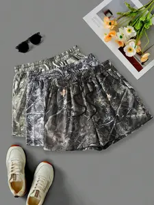 Women's Solid Camo Print Shorts, Casual Comfy Loose Fit Breathable Lightweight Shorts for Summer, Ladies Bottoms for Daily Wear, Camouflage, Womenswear