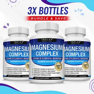 Toplux Magnesium Complex Supplement, 8 Essential Bioavailable Magnesium Forms, 1000mg Per Serving, Daily Support for Muscle, Sleep, Stress & Overall Health