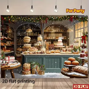 2D Flat Christmas Banner, Summervibes Reusable Polyester Backdrop for Bakery Kitchens, Pastry Tables, Photo Booths, Christmas & Birthday Celebrations