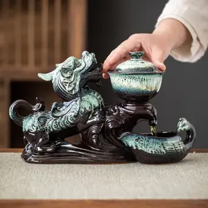 Chinese Style Kung Fu Tea Set, 1 Set Including 1 Count Tea Pot & 8 Counts Tea Cups & Tea Tray, Creative Tea Set for Home Office Use, Gifts for Tea Lovers