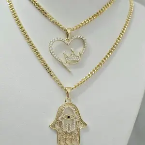 Gold Chain with Heart Crown Pendant 20 Inches High-Quality Water-Resistant Daily Wear Necklace