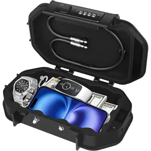 Portable Safe Box, [] Travel Safe Lock Box with Code, 4 Digit Combination Lock Anti- Lock Box with Removable Chain, Portable Lockbox for Beach Outdoor Dorm Hotel , 910g