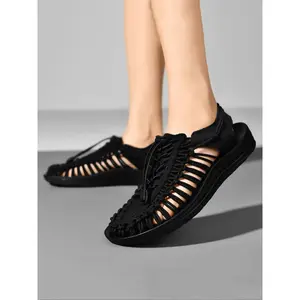 Men’s handwoven rope mesh sports sandals, comfortable and lightweight fisherman shoes, ideal for outdoor activities and summer wear, hiking sandals