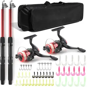 Telescopic Fishing Rod Reel Combo 2pcs 5.9FT/6.89FT Collapsible Fishing Pole Spinning Reel Lures Tackle Bag All-in-one Fishing Gear Fishing Rod Kit for Beginner Youth Adults Kids