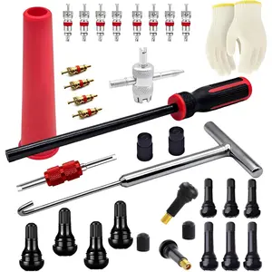 Tire Valve Stem & Core Removal Replacement Installation Tool Kit Valve Stem Remover without Tire Removal Longer Tire Valve Stem Puller For Checking Tire Pressure for Cars Motorcycles Lawn Mowers ATVs