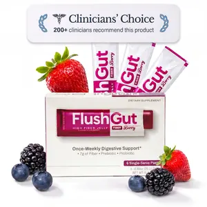 FlushGut Fiber Jelly Sticks for Adults — Clinician Recommended Gut Health Supplement | 7G Fiber Jelly | No Added Sugar | Berry | Reviewed by 200+ Dietitians & Gastroenterologists