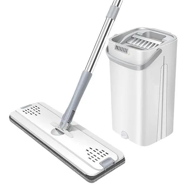 Hands Free Flat Mop with Bucket – Wet & Dry Floor Cleaning System for Home, Kitchen & Bathroom