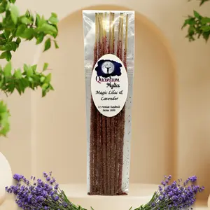 Magic Lilac & Lavender Handmade Artisanal Incense Sticks - Set of 12, USA Made, Non-Chemical - Floral Flower Fragrance Bamboo Charcoal Light in Nature