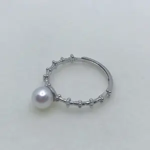 PEARLISM Freshwater AK Pearl Ring 6mm Adjustable Size S925 Fairy setting