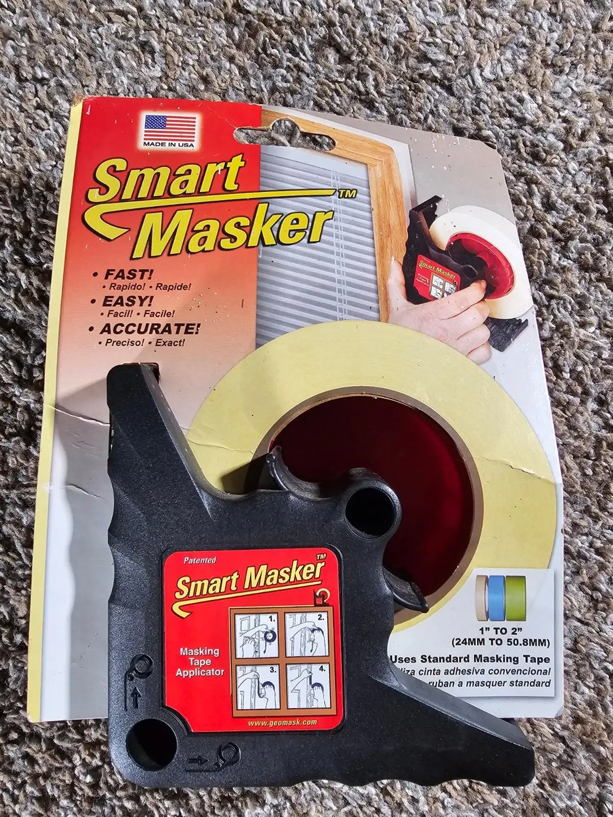 Smart Masker Standard Masking Tape Applicator Paint Trim 1"- 2" USA NEW