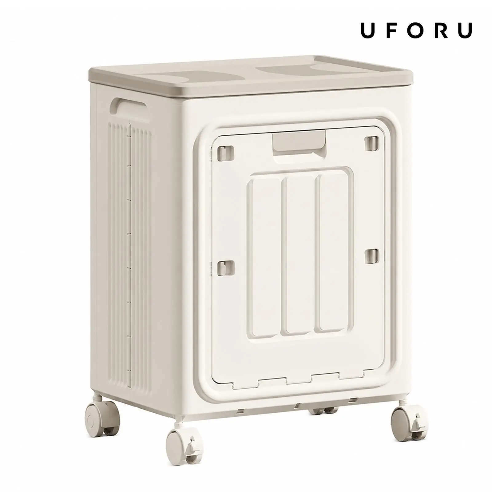 UFORU Rolling Laundry Basket with Wheels, Ventilated Odor-Resistant Storage Bin with Lid, Portable Home Organizer, Size Details in SKU Images, Assembly Guide in Main Image & Description