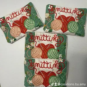 Knitting Mug Rug/Coaster set of 4