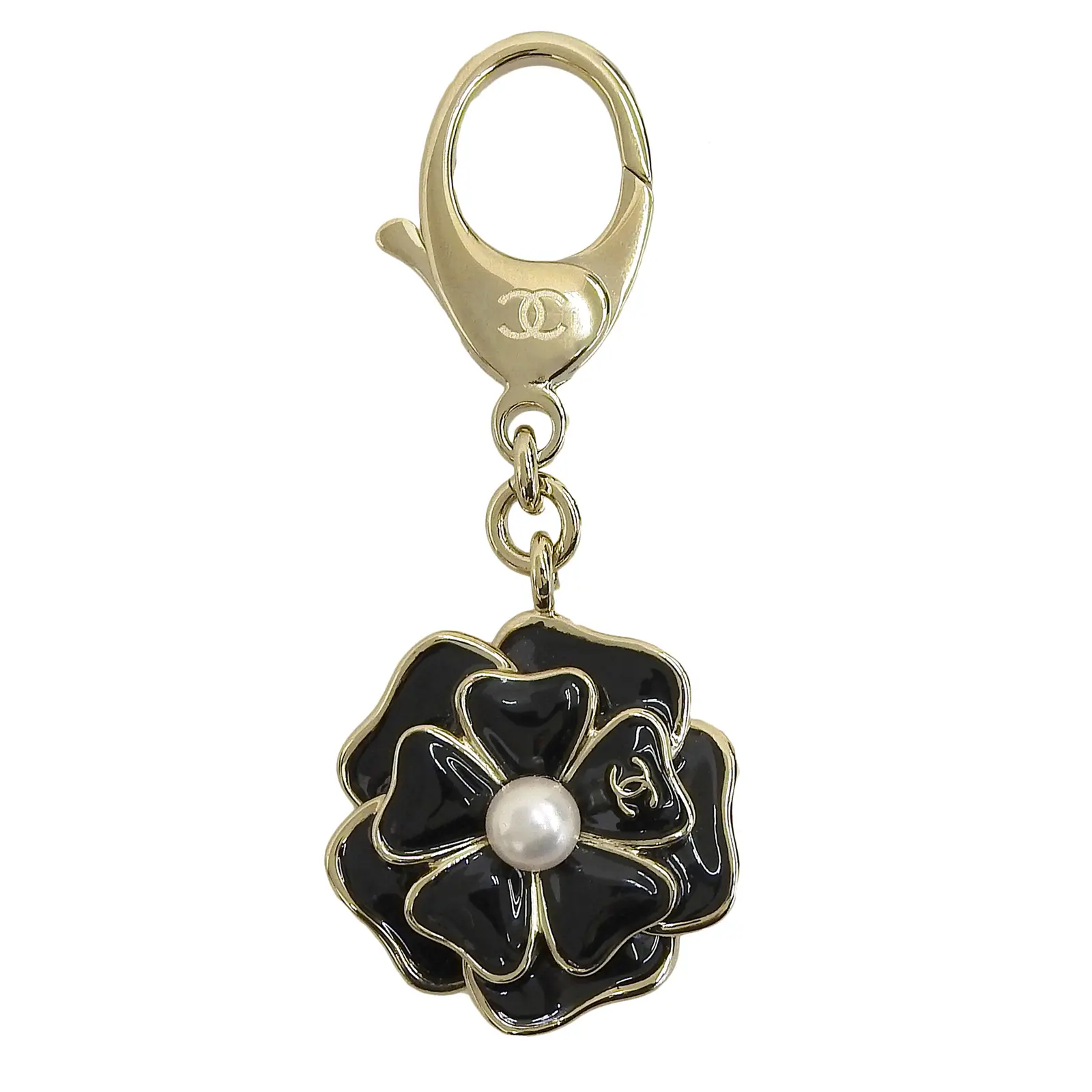 Pre-owned CHANEL Gold-plated Small Leather Goods Key Ring