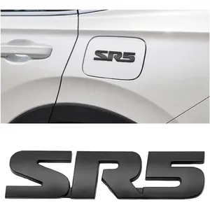 2PCS SR5 Metal Emblem, Premium 3D Classic SR5 Nameplate Logo Engine Badge Sticker, Universal SR5 Letters Metal Decal for Vehicle Side Fender Trunk Tailgate, Car Accessories (Black)