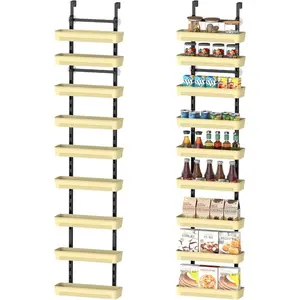 8/9-Tier Hangable Large-Capacity Door Storage Rack with Adjustable Baskets, Kitchen Rack Shelf & Hook Storage, Indoor Metal Shelf for Home Kitchen & Bathroom Organization, Home Decor Organiser, 1-2 Day Shipment