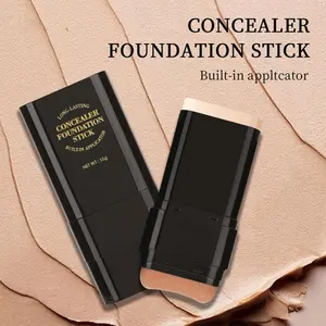 Face Foundation Stick, 2-in-1 Dual -End Long-Lasting Concealer Foundation Stick With Brush Hydrating Contour Sticks Matte Korean Foundation Full Coverage for Beauty Face Makeup