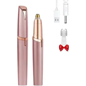 Women's Painless Rechargeable Electric Eyebrow Shaper - Stainless Steel Blade Eyebrow Hair Remover with LED Light, Anti-Allergenic Design for Clean Skin, No Pulling