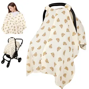 Breathable cotton stroller cover; windproof and sun-shielding blanket suitable for toddler car seats; practical baby gift.