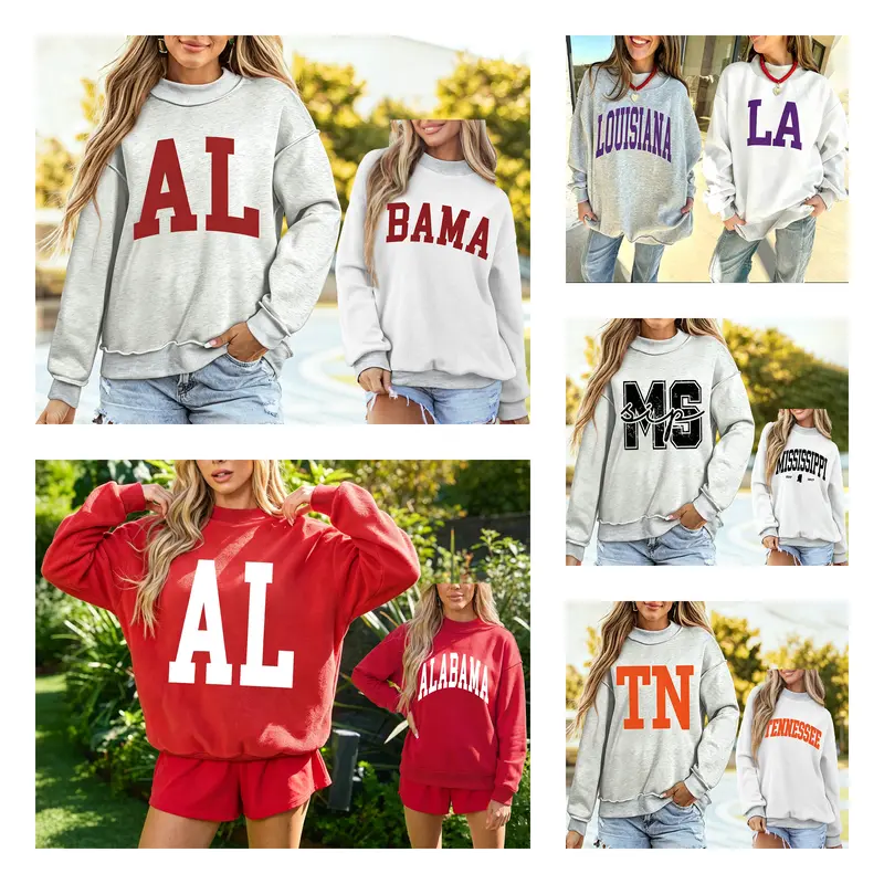 Mntaor Women's Game Day Mock Neck Fleece Lined Sweatshirt - Double Sided Graphic Print, Oversized Fit, Cozy & Trendy Varsity Style Pullover, Womenswear top