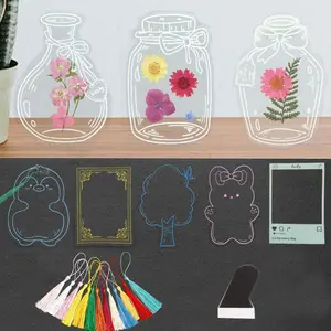 70 count Dried Flower Bookmark Kit, DIY Transparent Thousand Flower Bookmarks,  Clear Bookmark Page